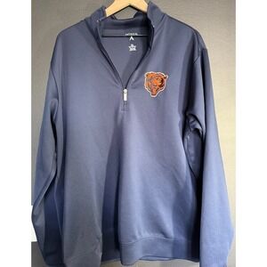 Antigua Chicago Bears Quarter Zip Pullover-Navy XL Moisture-wicking